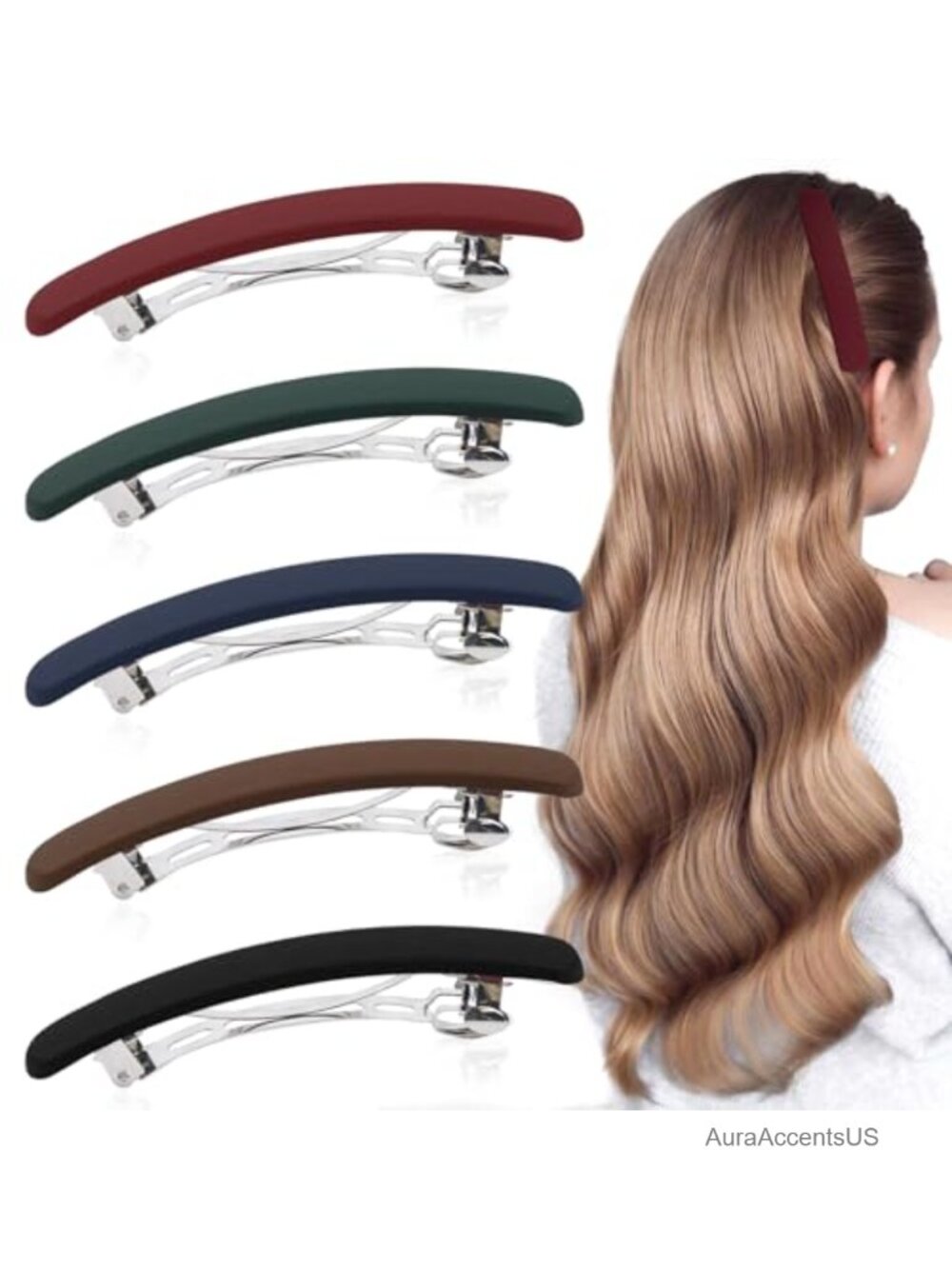 5 Matte French Hair Clips Barrettes for Thin Fine Hair, Flat Non-Slip Alloy